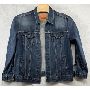 Levis‎ Trucker Jacket Denim Jean WPL 423 Dark Wash Men's Size XL EUC